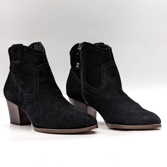 Zodiac Women Kela Western Cowboy Black Suede Ankle Boots size 10 - Picture 1 of 11